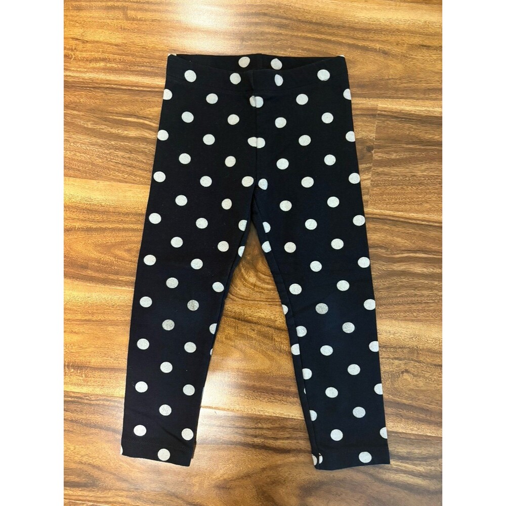 Primary Cozy Leggings, Black with White Dots, Size 3T